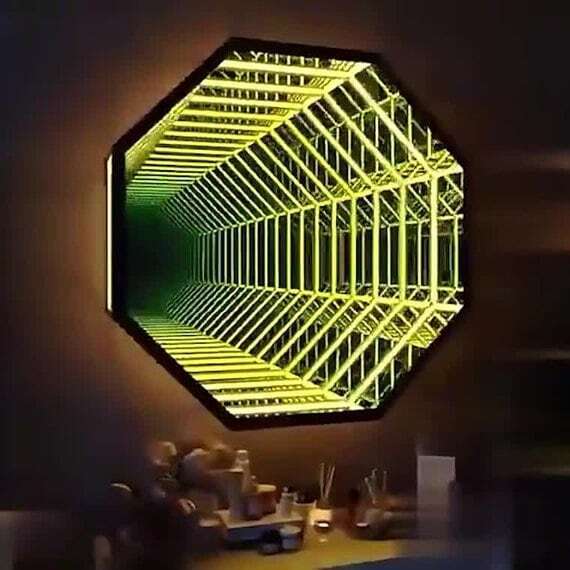 Octagon 3D Infinity Mirror Lig - Home Decor Mirror ulasan dan harga