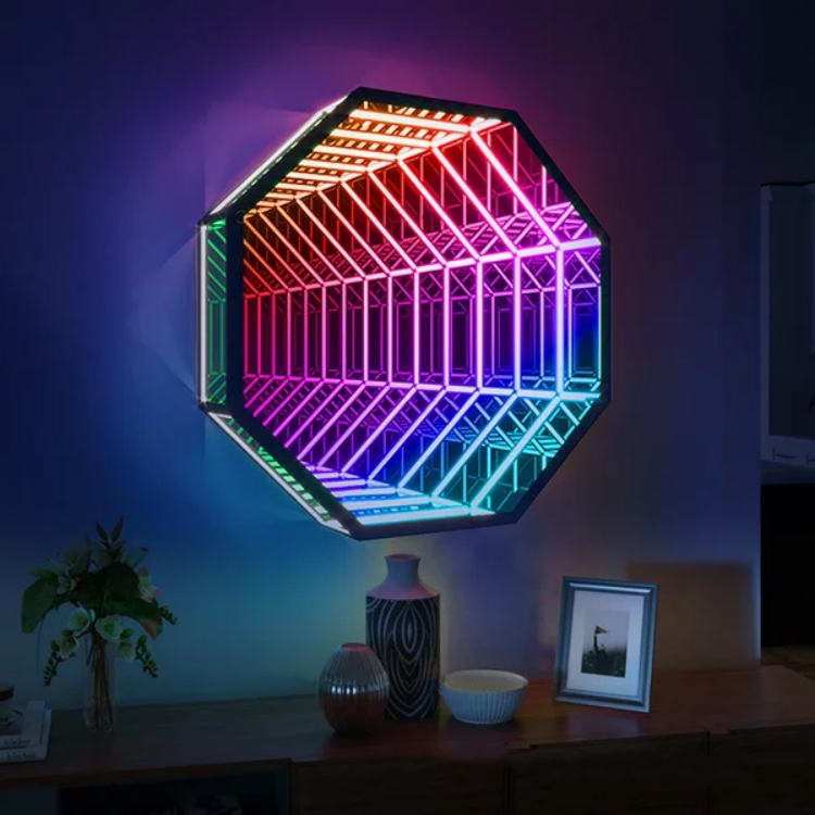 Octagon 3D Infinity Mirror Lig - Home Decor Mirror ulasan dan harga